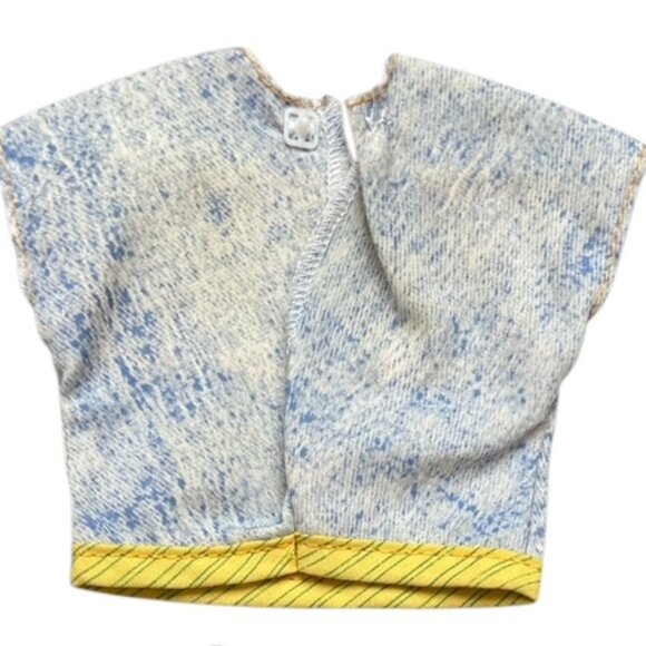 Vintage 1988 Genuine Barbie Ken Clothes Outfit Top Jeans Acid Wash #1690 - Picture 2 of 5